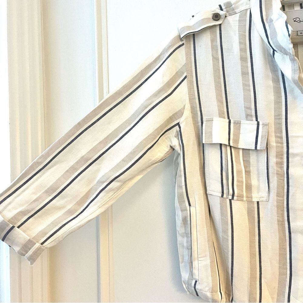 Rails Rowen Linen Cropped Jacket In Cocoa Stripe … - image 4